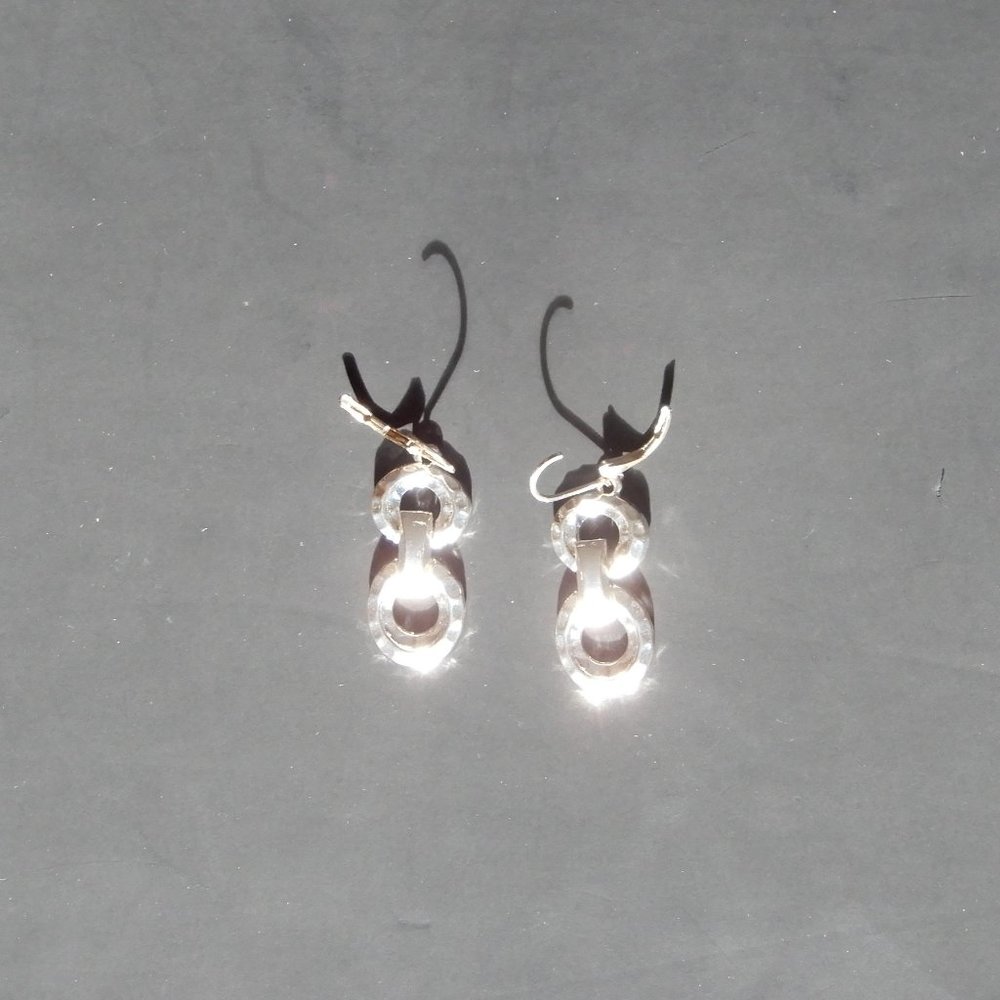 Silver Colored Double Circle Earrings